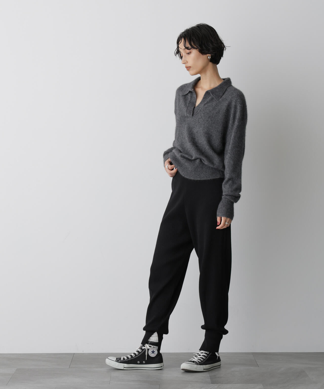 「STEVELOUR」スキッパーポロ衿ソフトタッチニット 6695222330