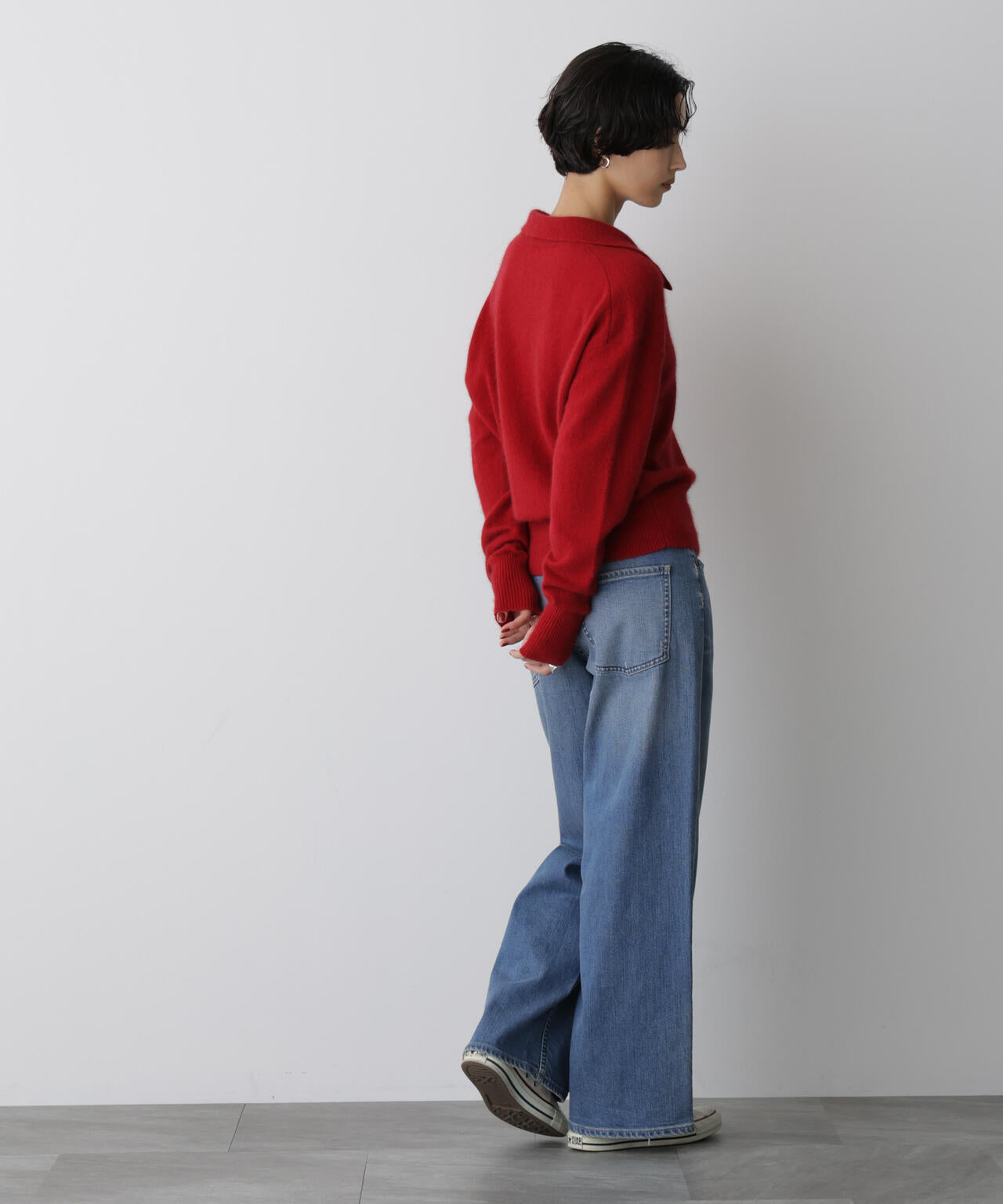 「STEVELOUR」スキッパーポロ衿ソフトタッチニット 6695222330