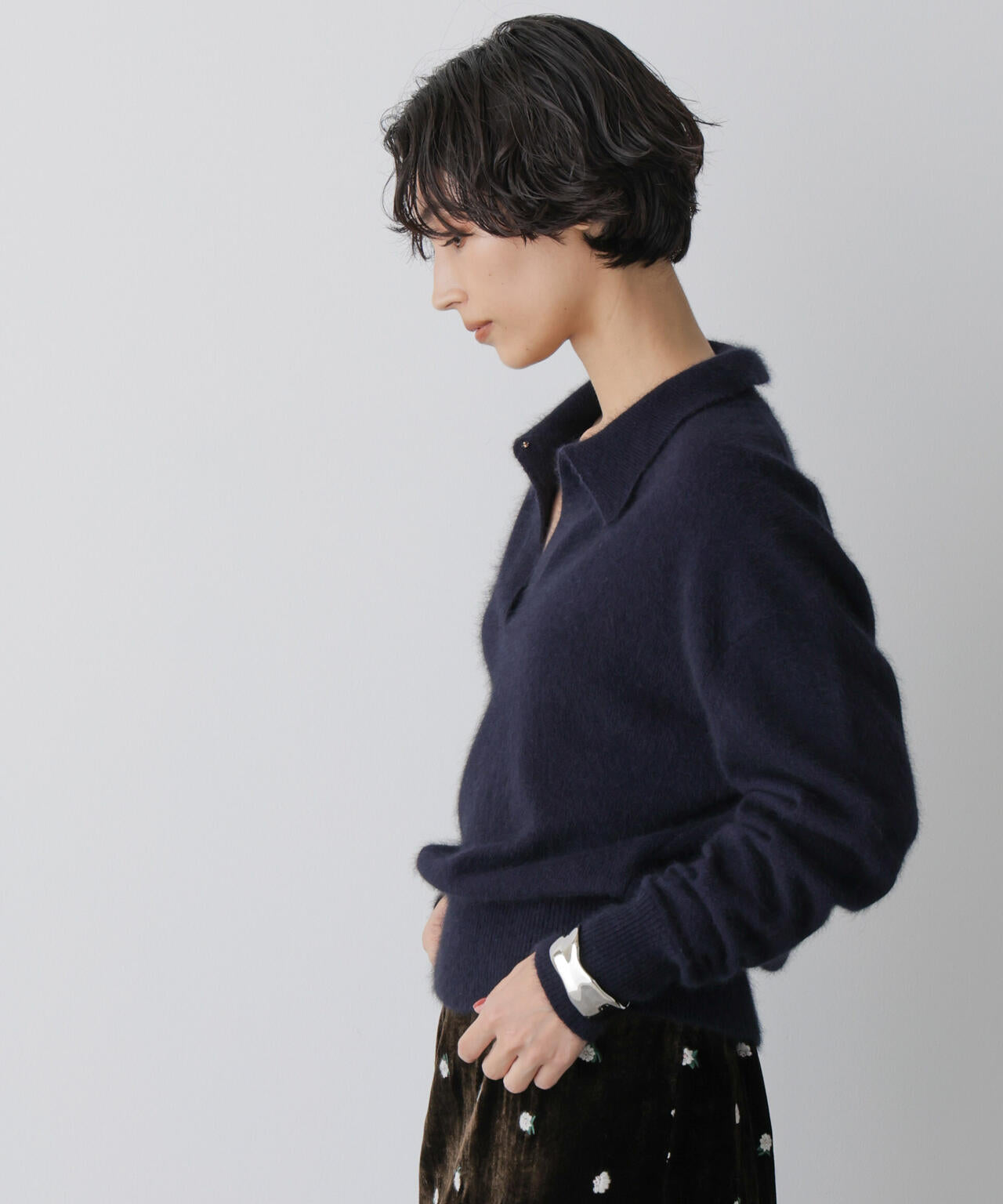 「STEVELOUR」スキッパーポロ衿ソフトタッチニット 6695222330