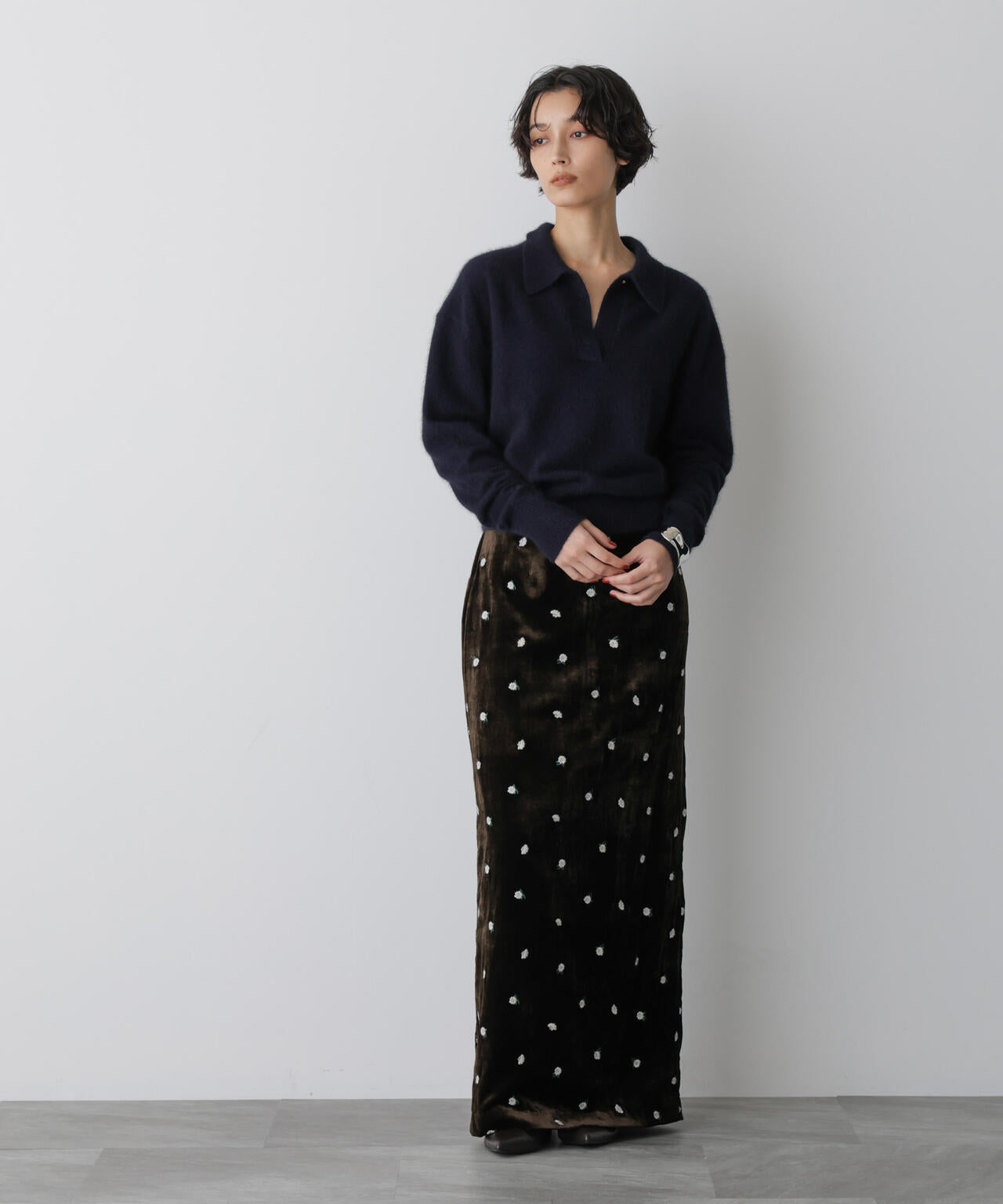 「STEVELOUR」スキッパーポロ衿ソフトタッチニット 6695222330