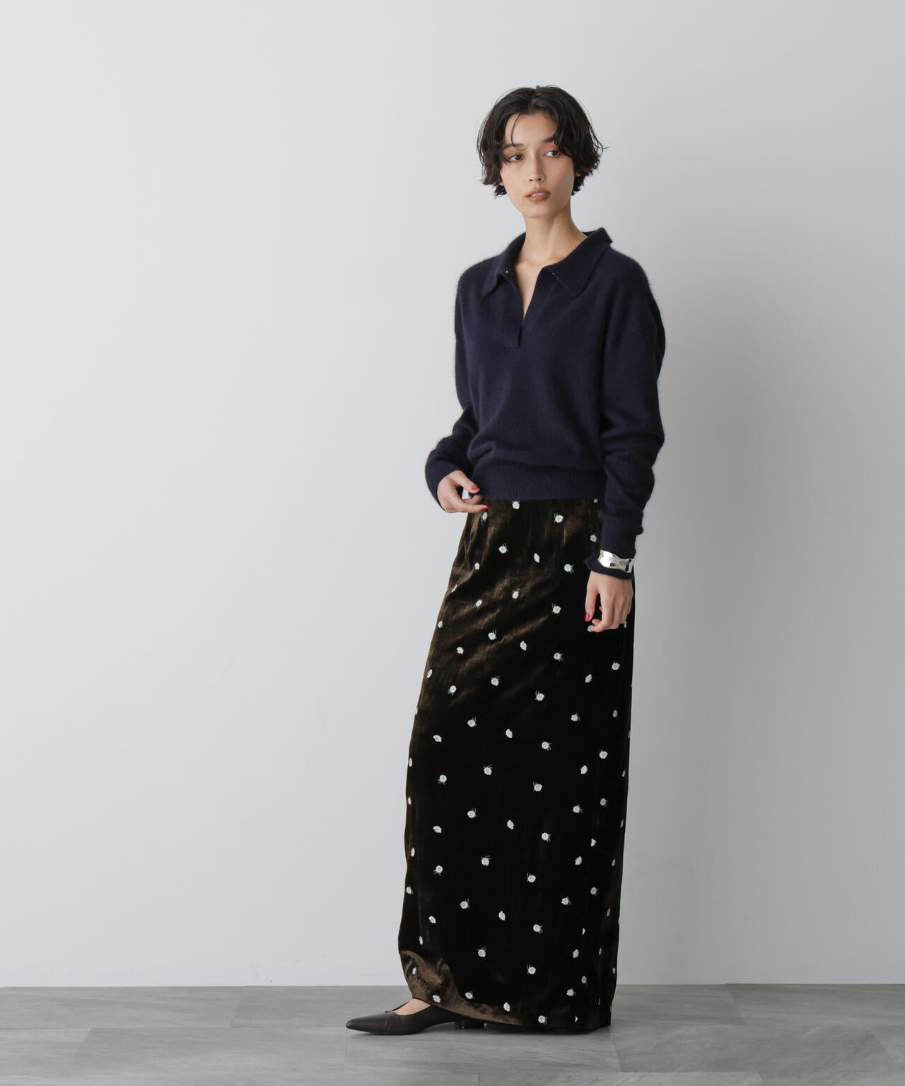 「STEVELOUR」スキッパーポロ衿ソフトタッチニット 6695222330