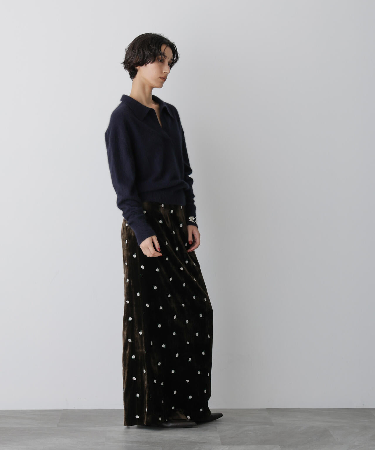 「STEVELOUR」スキッパーポロ衿ソフトタッチニット 6695222330