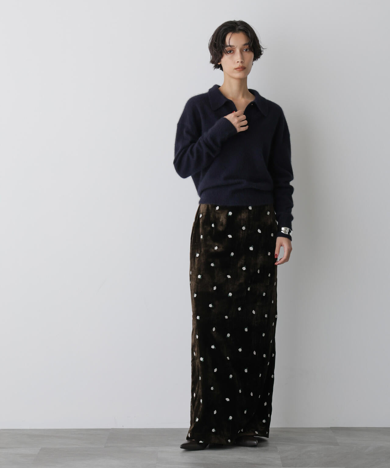 「STEVELOUR」スキッパーポロ衿ソフトタッチニット 6695222330