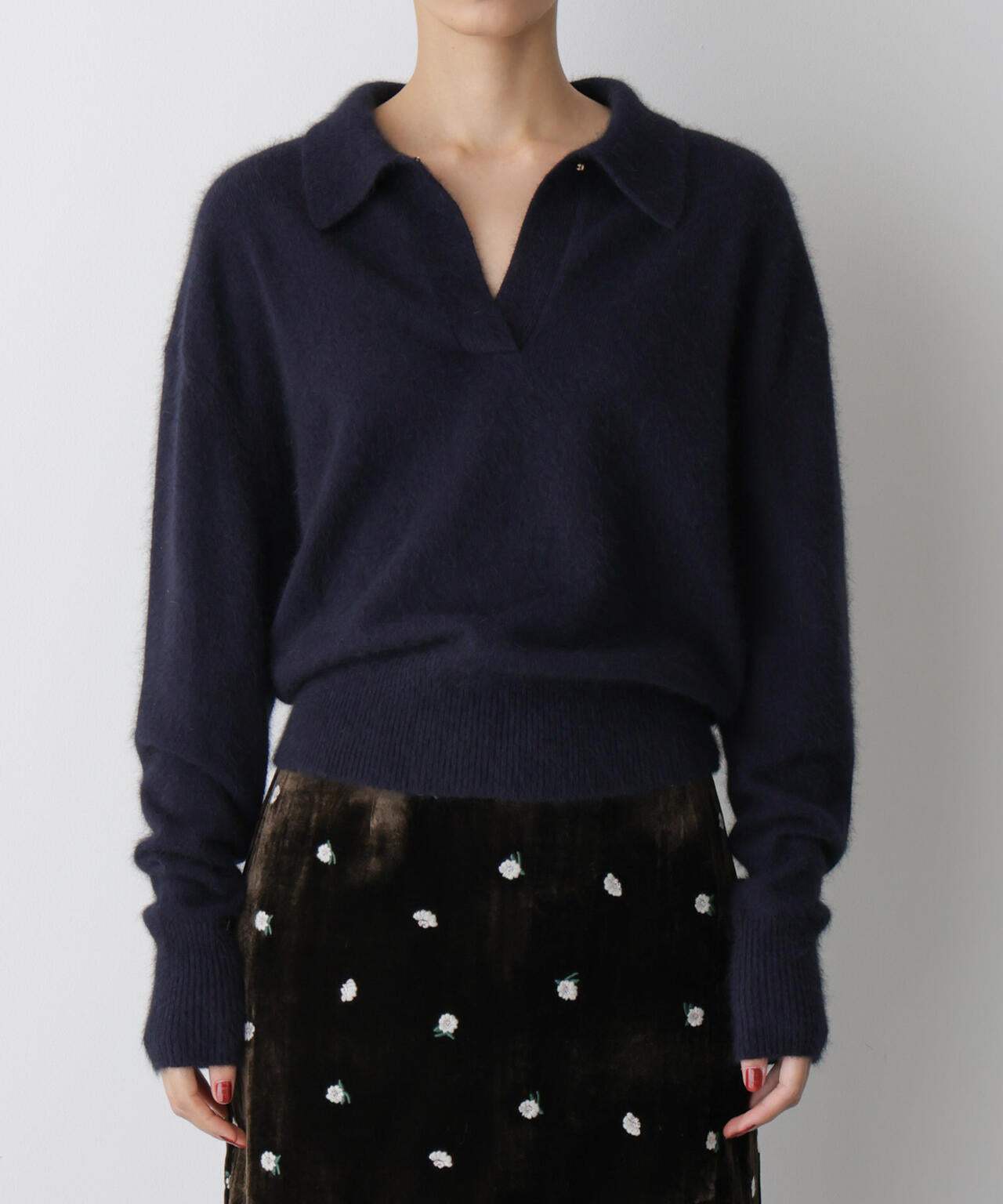 「STEVELOUR」スキッパーポロ衿ソフトタッチニット 6695222330