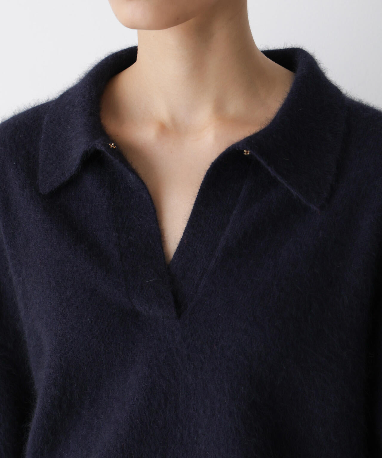 「STEVELOUR」スキッパーポロ衿ソフトタッチニット 6695222330