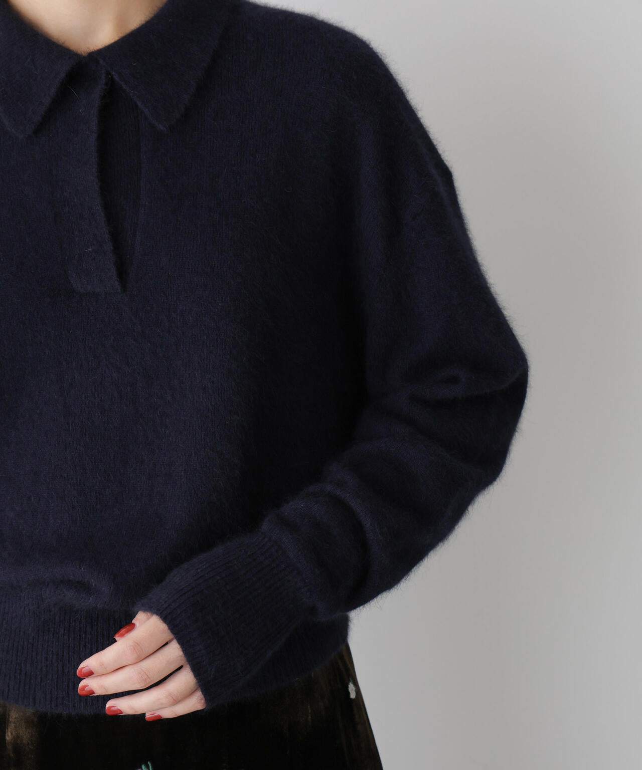 「STEVELOUR」スキッパーポロ衿ソフトタッチニット 6695222330