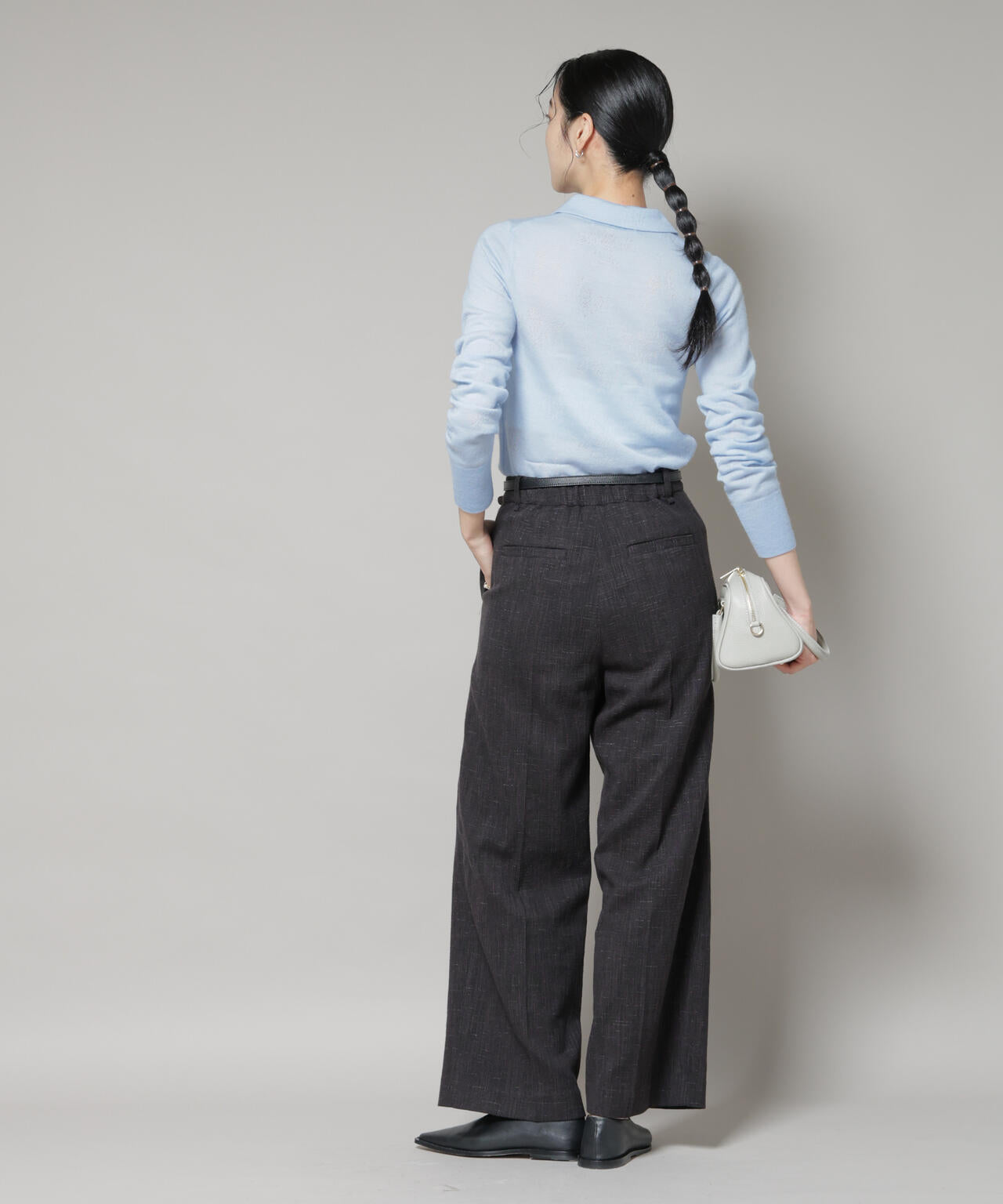 レースジャカード長袖ポロカーディガン 6695222339