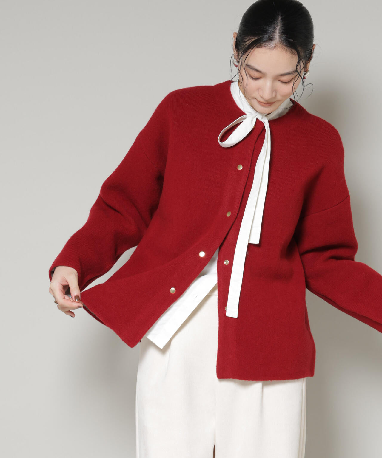 ダブルフェイス ニット カーディガン