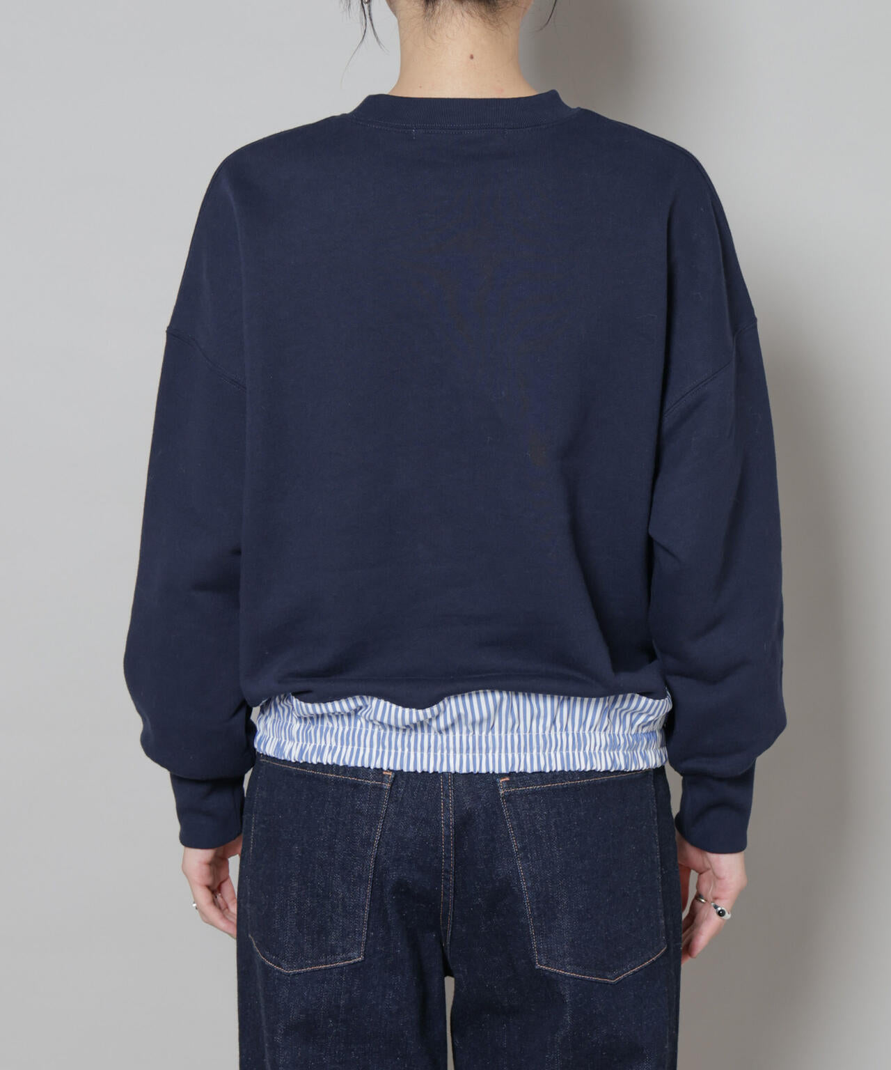 ブロード切替クルーネック裏毛トップス 6695223307