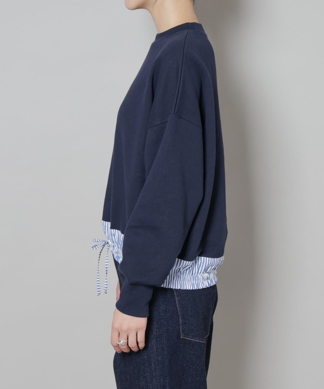 ブロード切替クルーネック裏毛トップス 6695223307