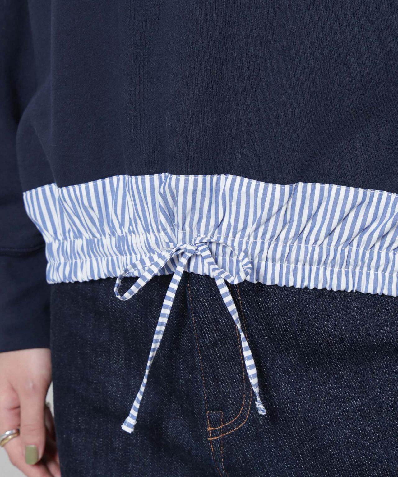 ブロード切替クルーネック裏毛トップス 6695223307