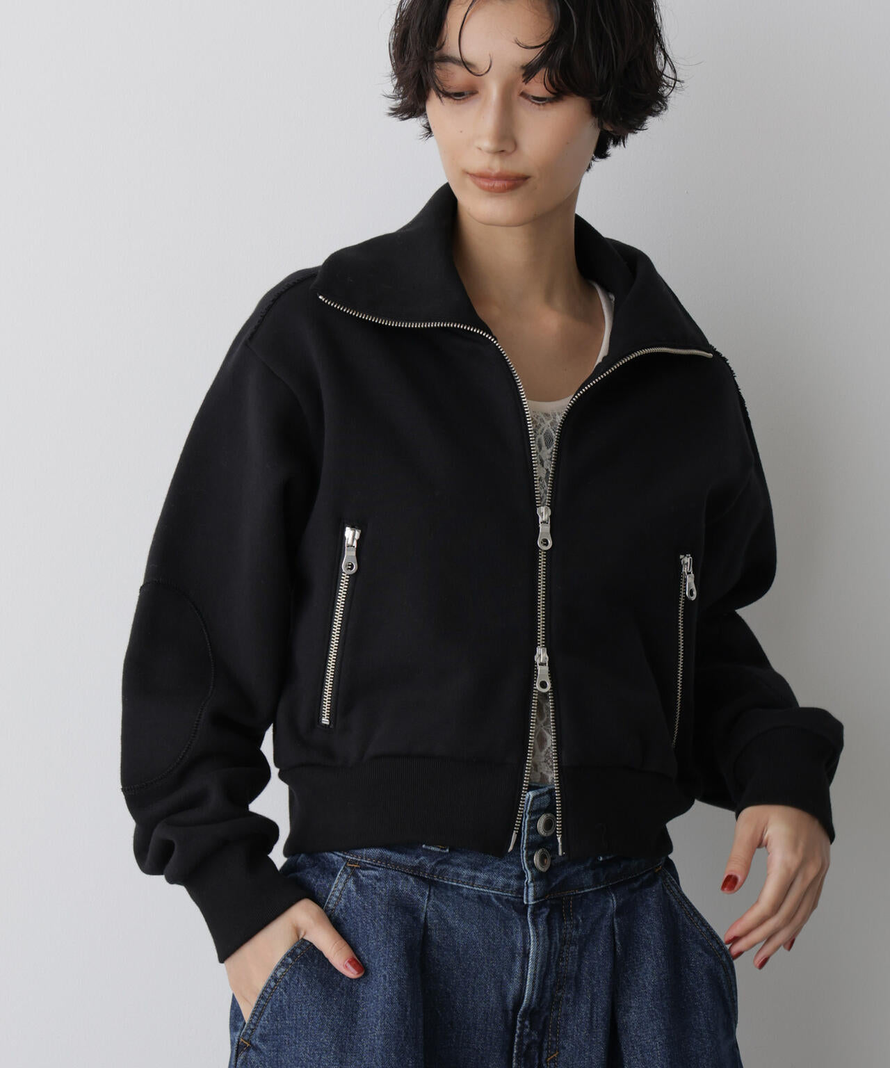 「STEVELOUR」コンパクトダブルジップスウェット 6695223310