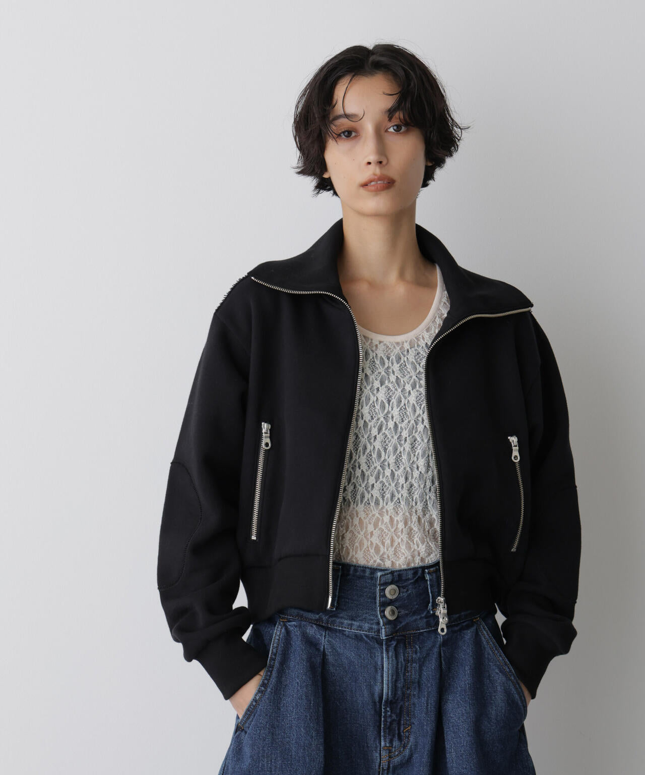 「STEVELOUR」コンパクトダブルジップスウェット 6695223310