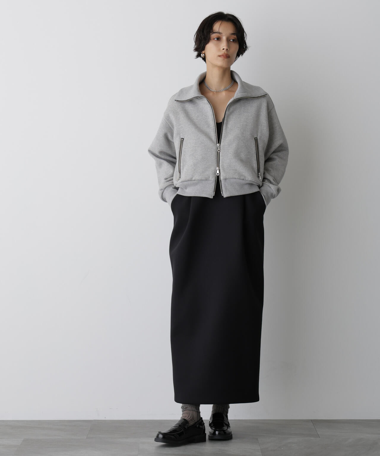 「STEVELOUR」コンパクトダブルジップスウェット 6695223310