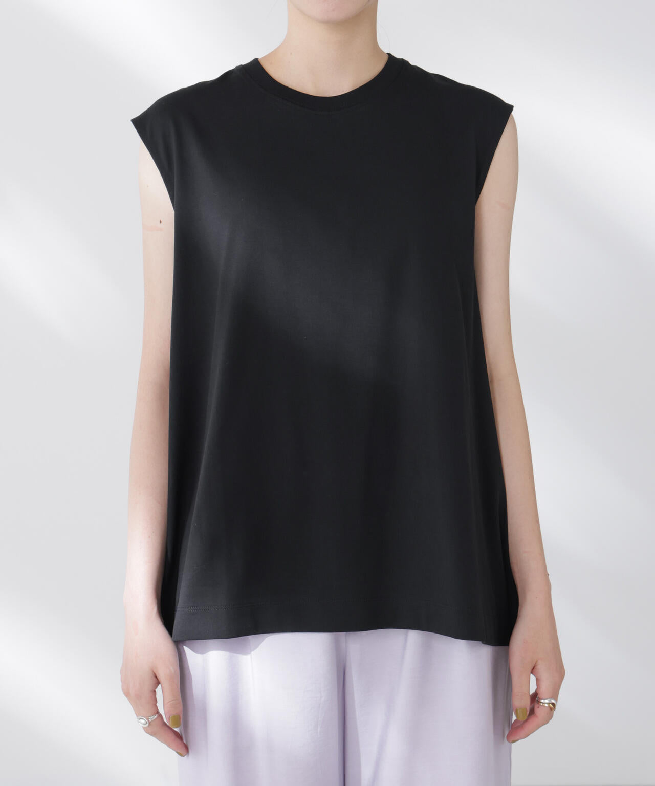 NANOFINE強撚コットンノースリーブトップス 6695224305