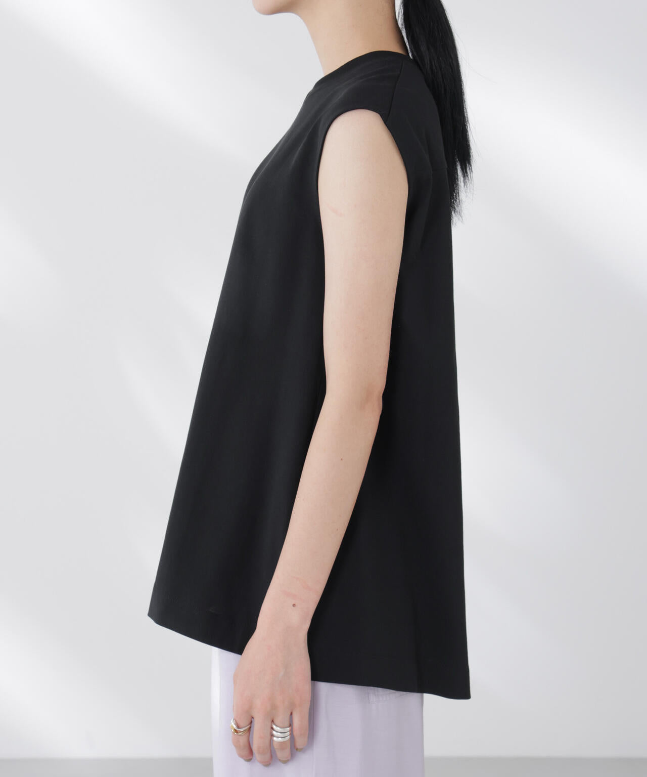 NANOFINE強撚コットンノースリーブトップス 6695224305