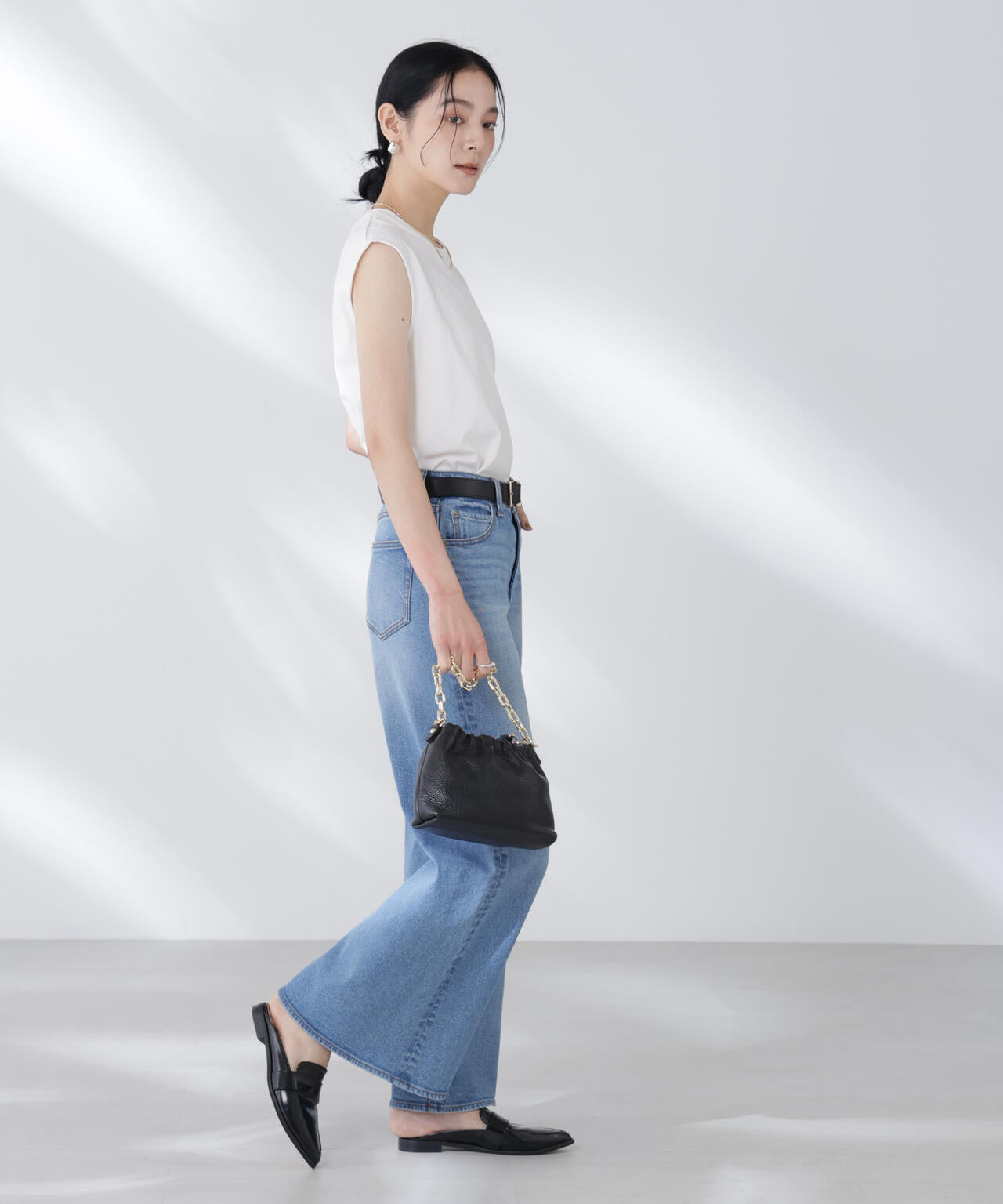 NANOFINE強撚コットンノースリーブトップス 6695224305