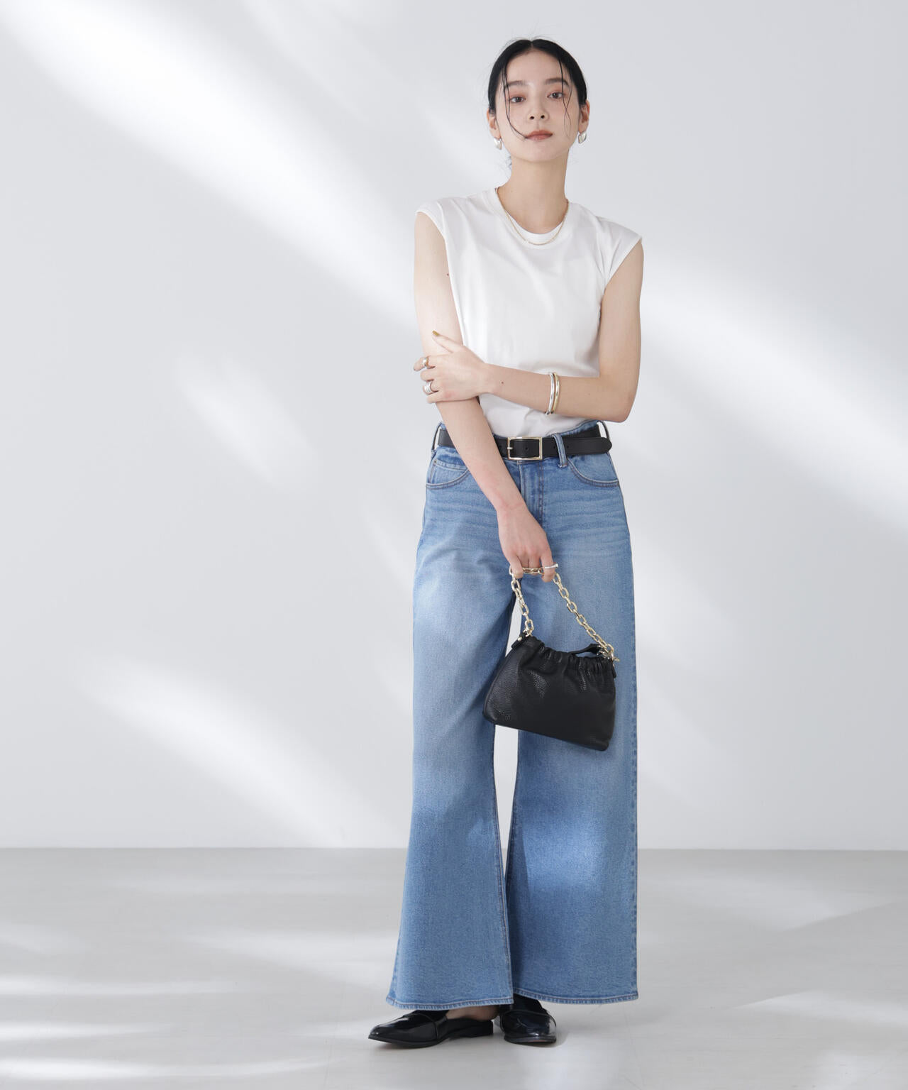 NANOFINE強撚コットンノースリーブトップス 6695224305