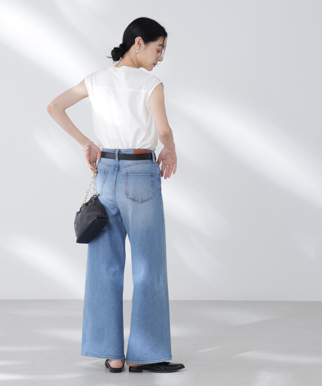 NANOFINE強撚コットンノースリーブトップス 6695224305