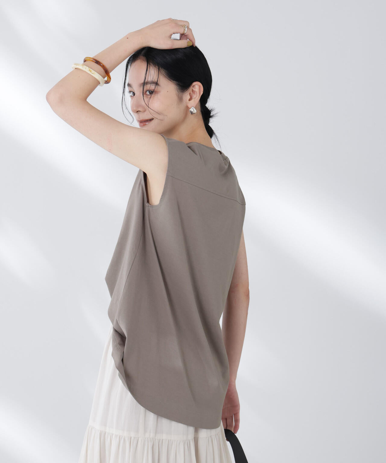 NANOFINE強撚コットンノースリーブトップス 6695224305