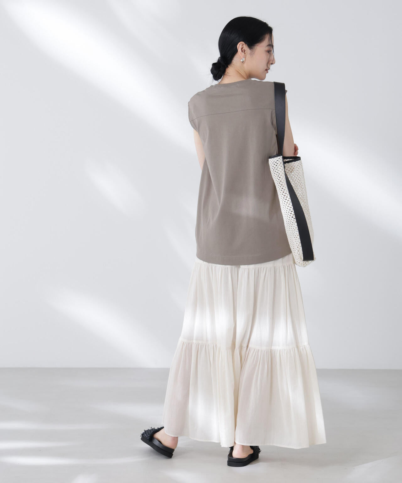 NANOFINE強撚コットンノースリーブトップス 6695224305