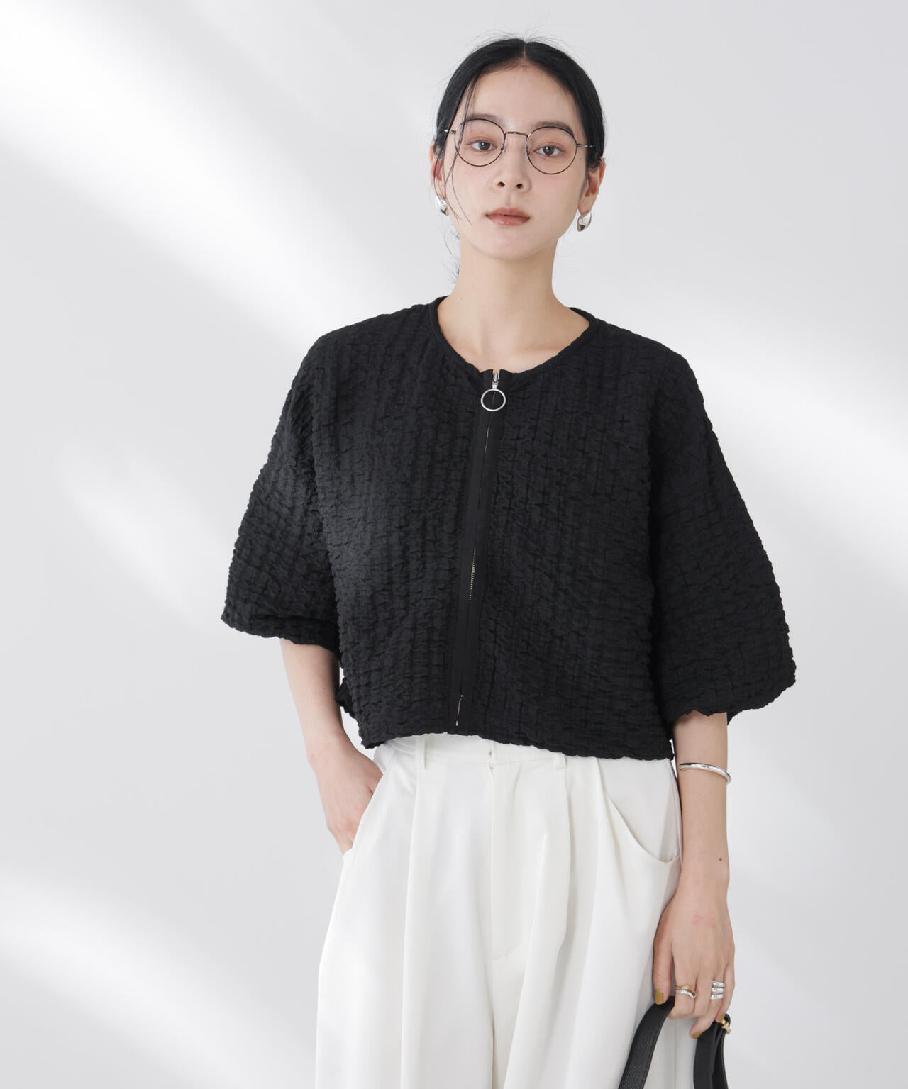 フクレシャーリングzipカーディガン 6695224306