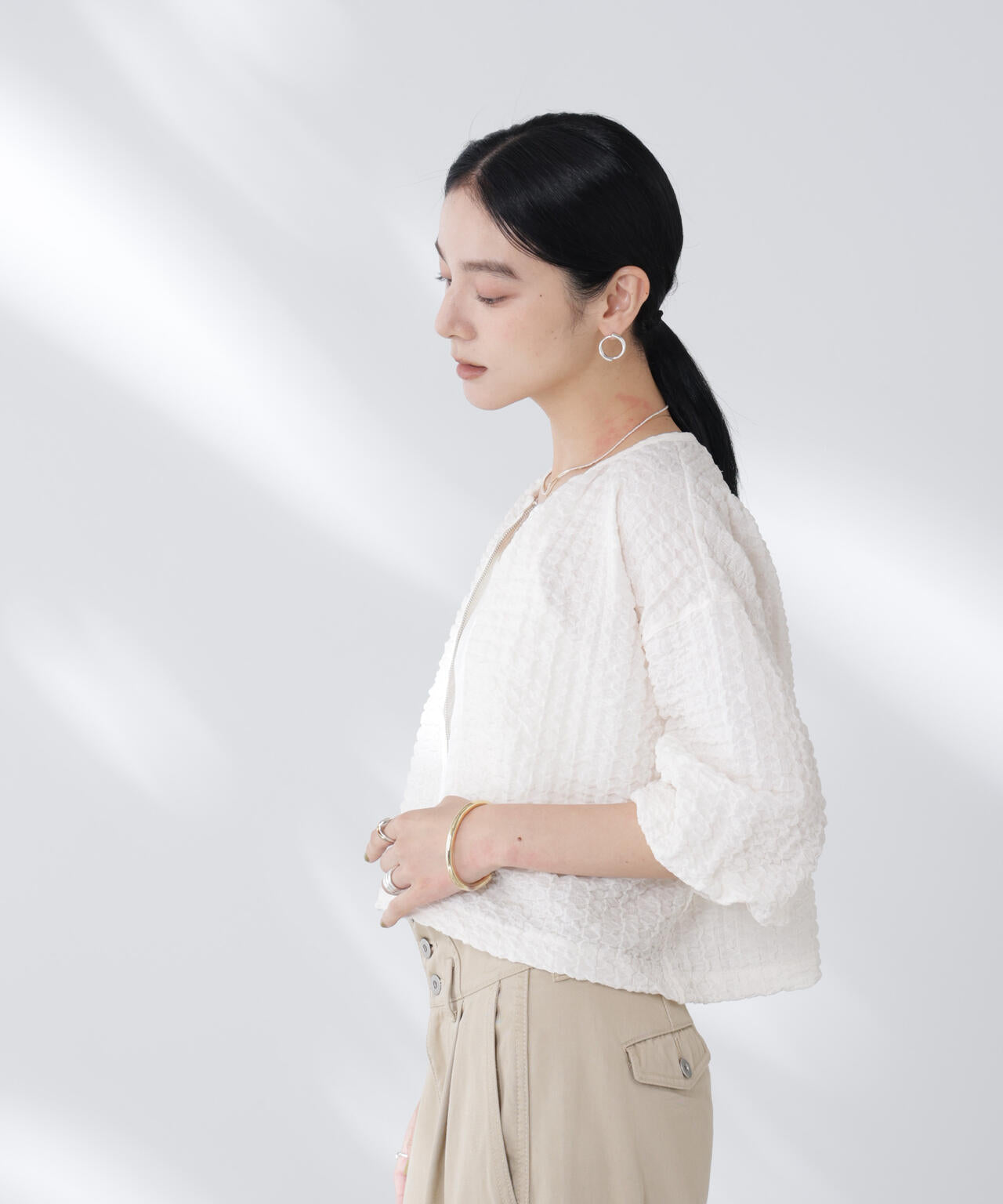 フクレシャーリングzipカーディガン 6695224306