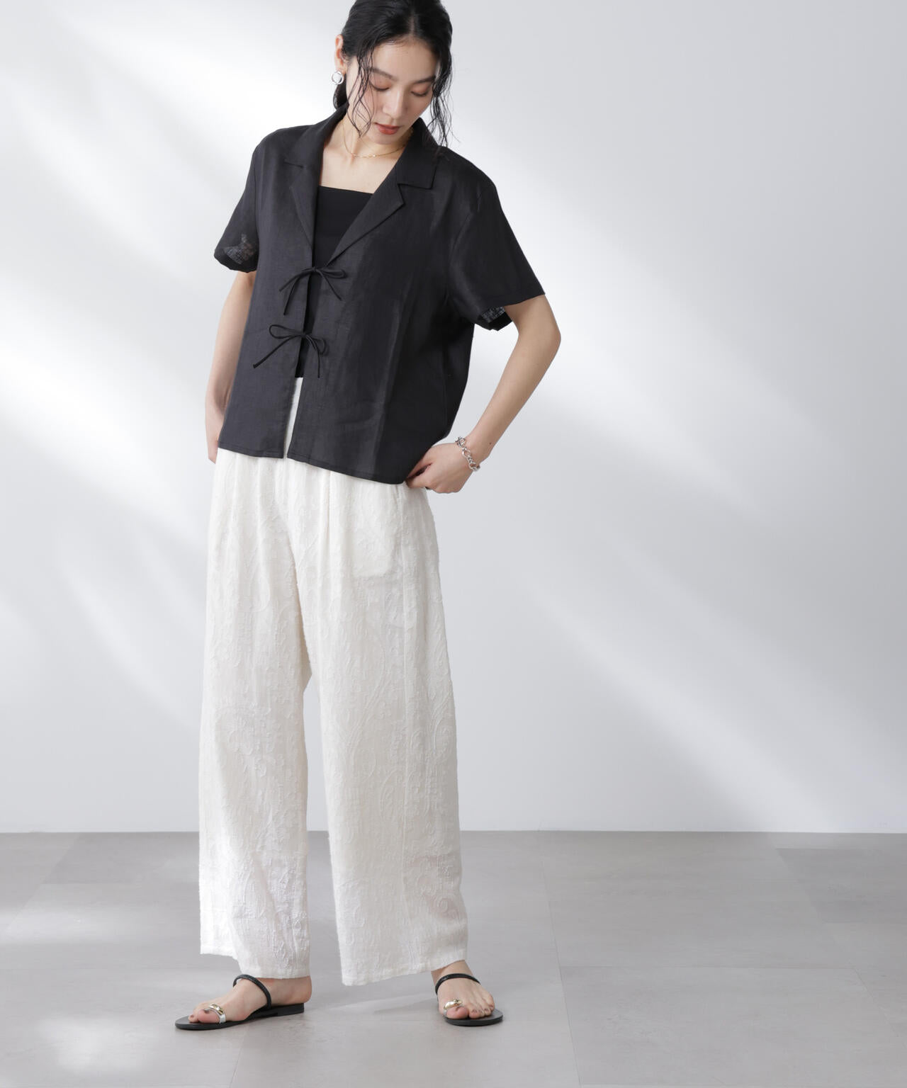 made in india カットワークジャカードパンツ(セットアップ可) 6695227300