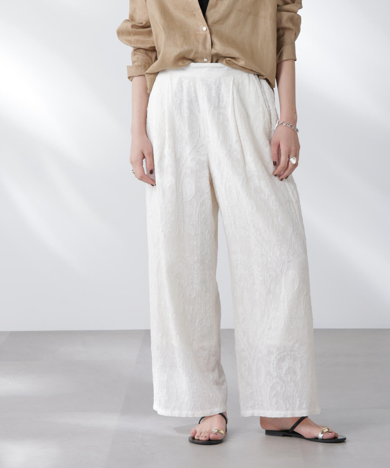 made in india カットワークジャカードパンツ(セットアップ可) 6695227300