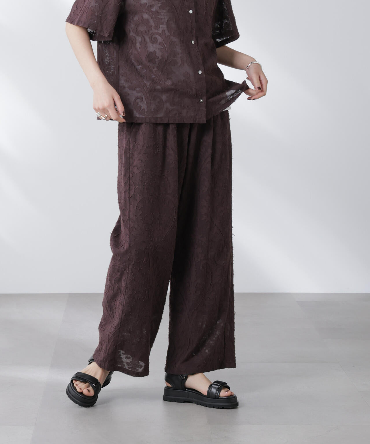 made in india カットワークジャカードパンツ(セットアップ可) 6695227300