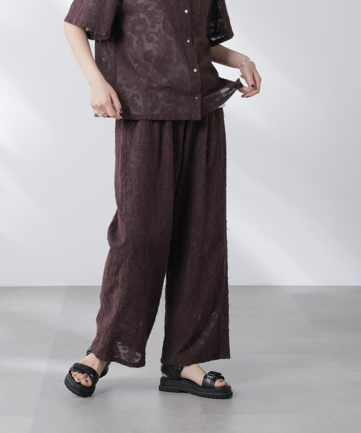 made in india カットワークジャカードパンツ(セットアップ可) 6695227300