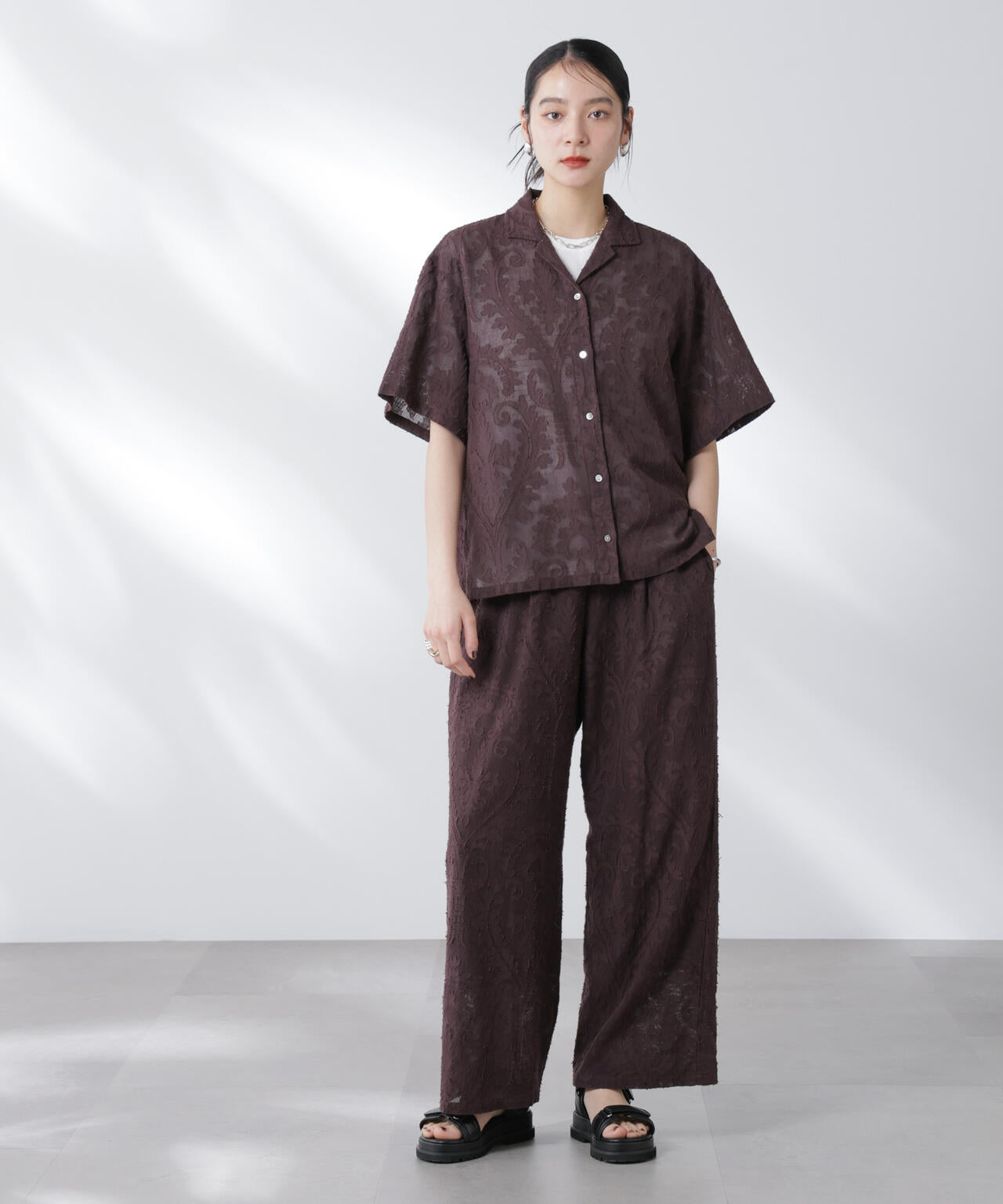 made in india カットワークジャカードパンツ(セットアップ可) 6695227300