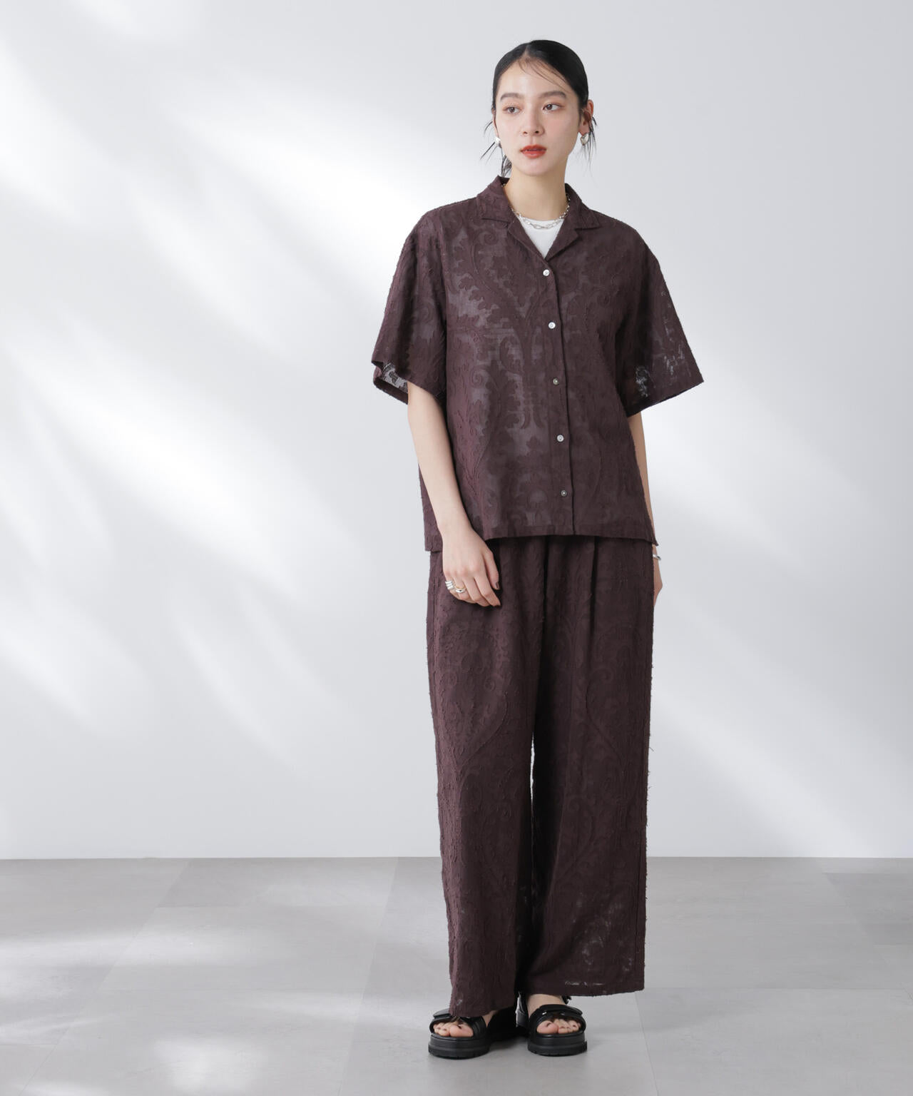 made in india カットワークジャカードパンツ(セットアップ可) 6695227300