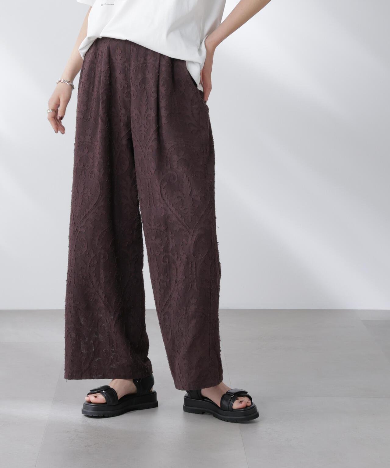 made in india カットワークジャカードパンツ(セットアップ可) 6695227300