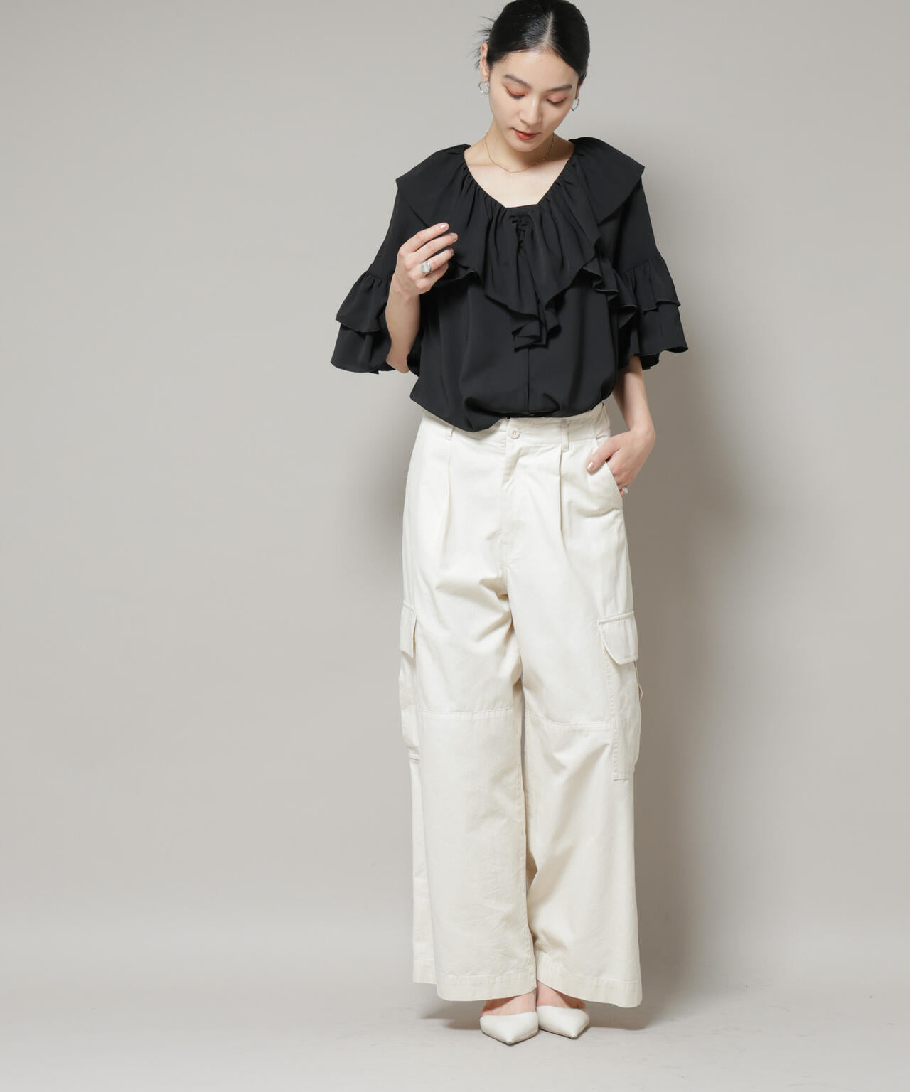 サイドポケットワイドチノパンツ 6695227304