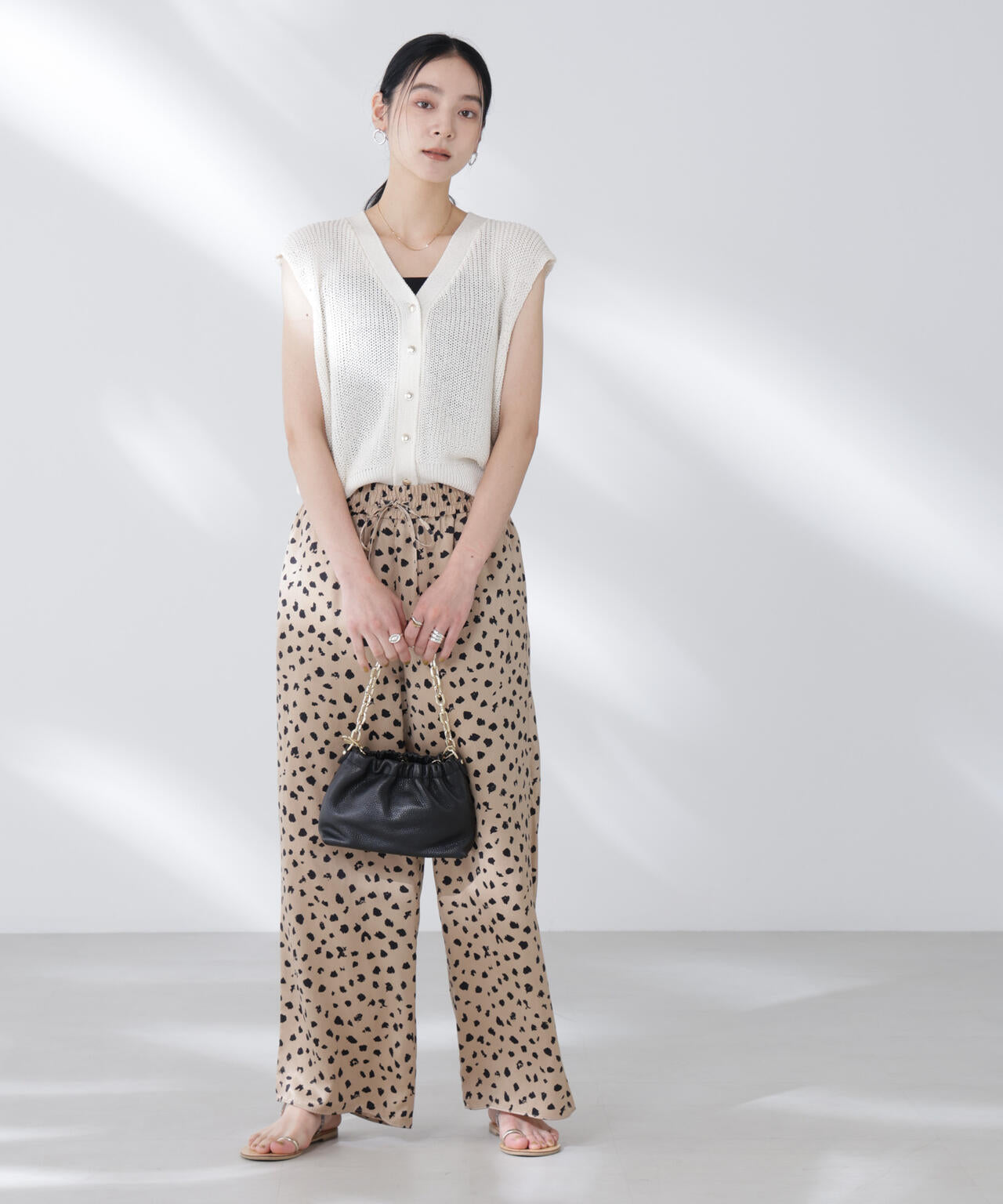 レオパードプリントイージーワイドパンツ 6695227307