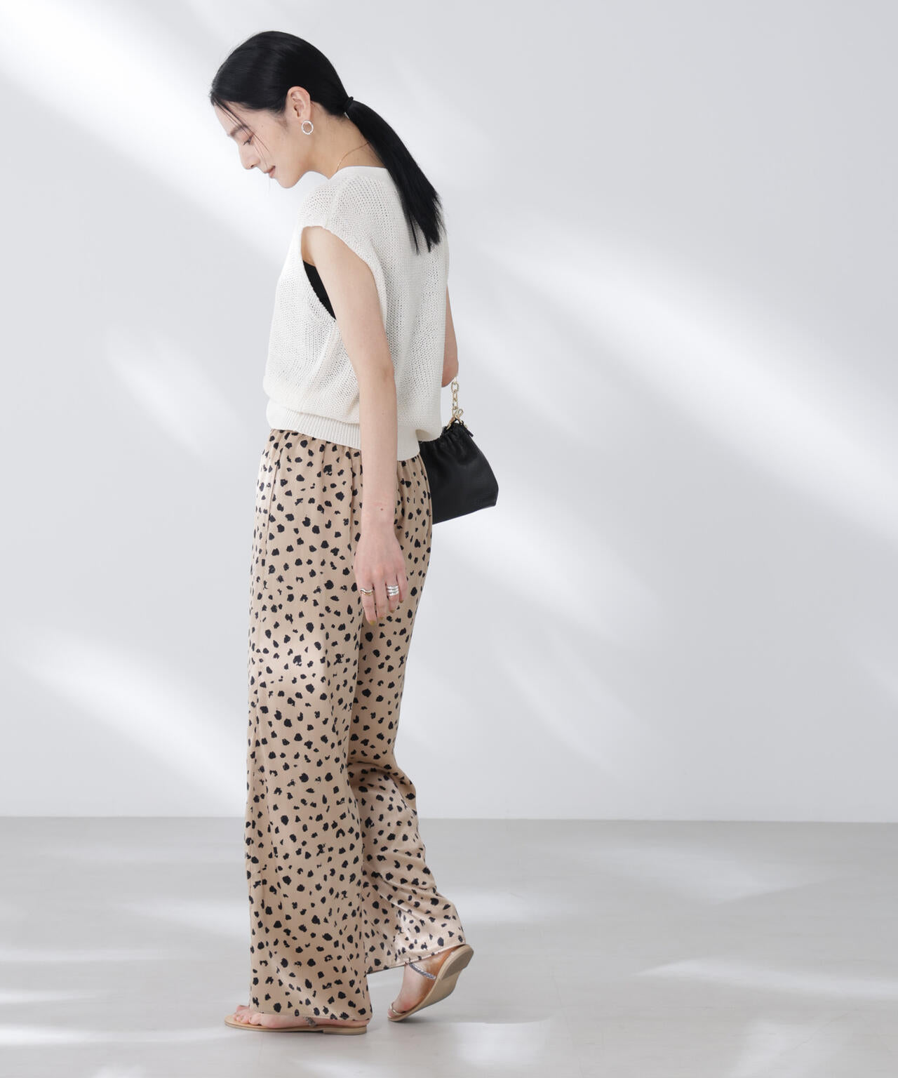 レオパードプリントイージーワイドパンツ 6695227307
