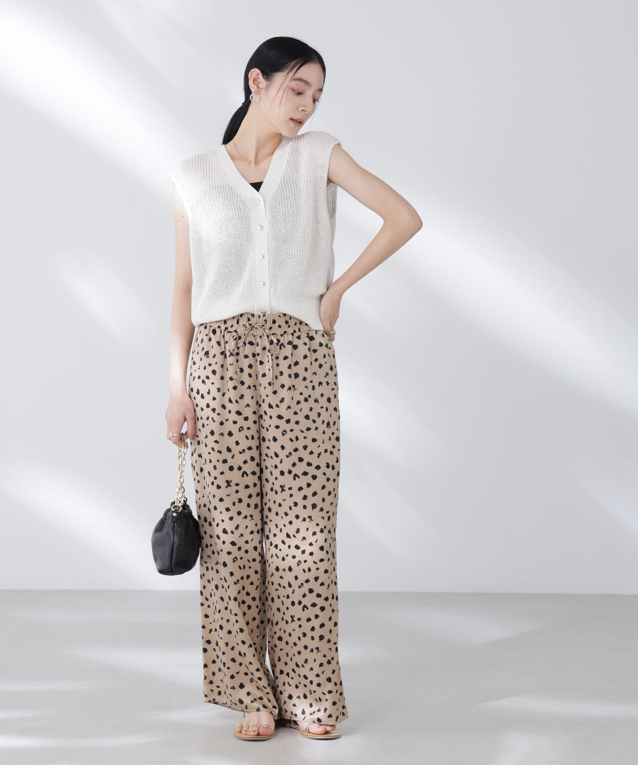 レオパードプリントイージーワイドパンツ 6695227307