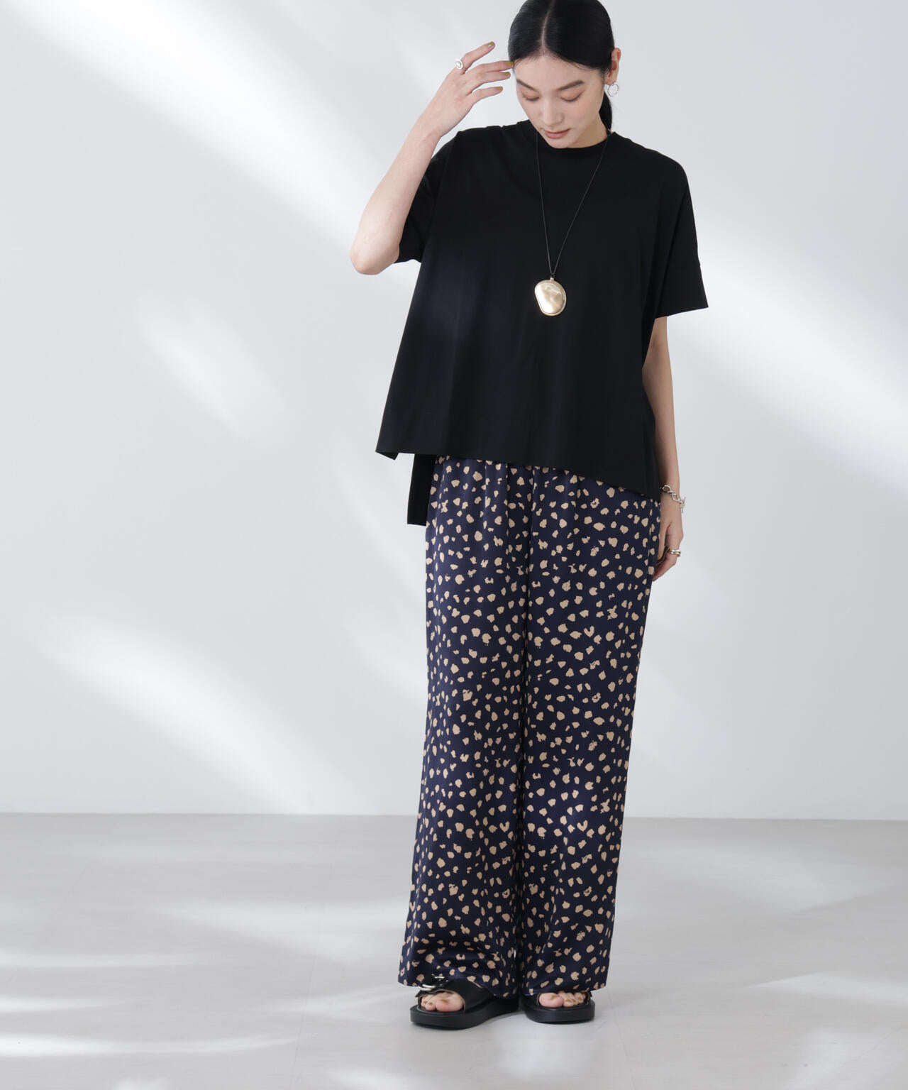 レオパードプリントイージーワイドパンツ 6695227307