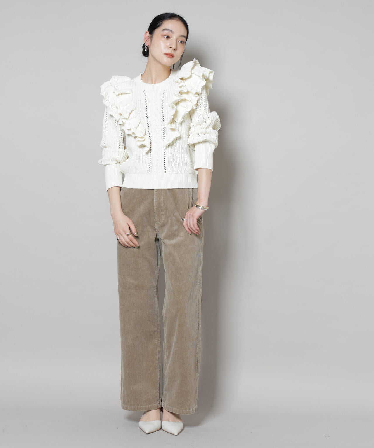 コーデュロイワイドパンツ 6695227313