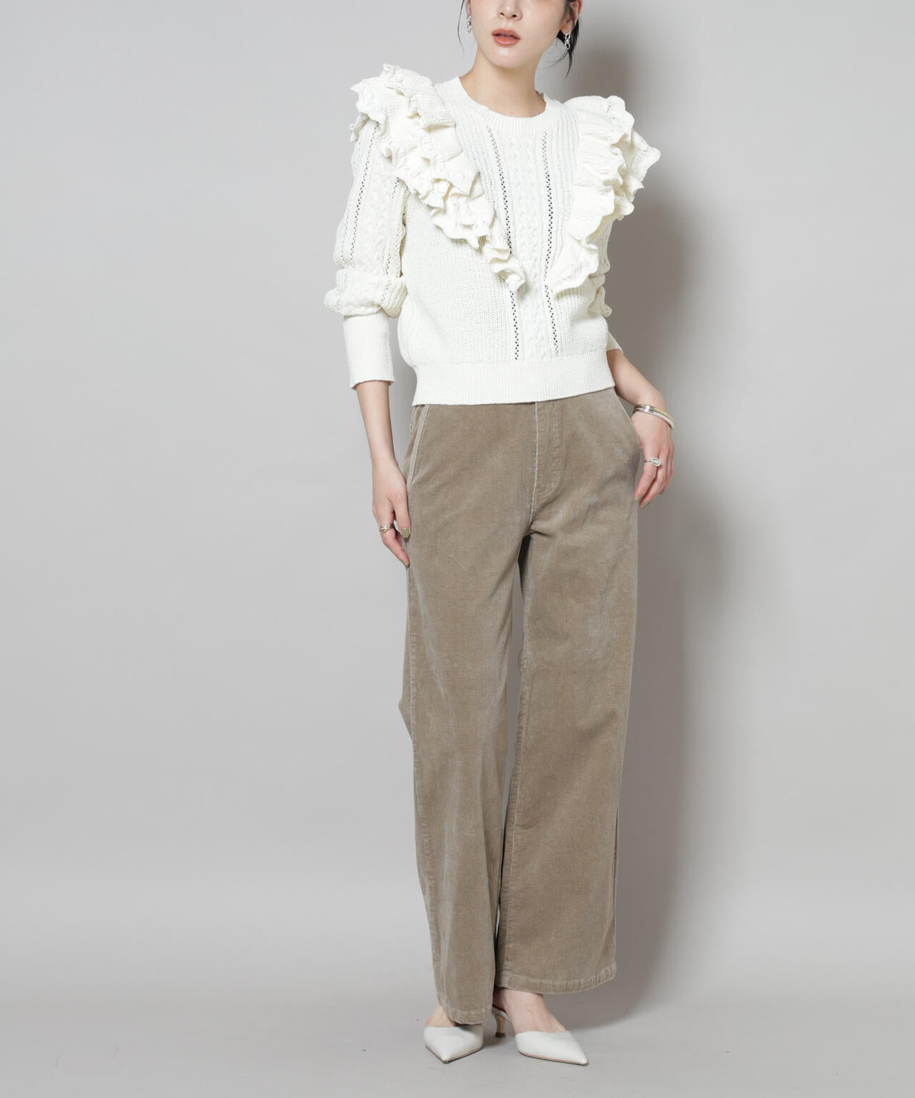 コーデュロイワイドパンツ 6695227313