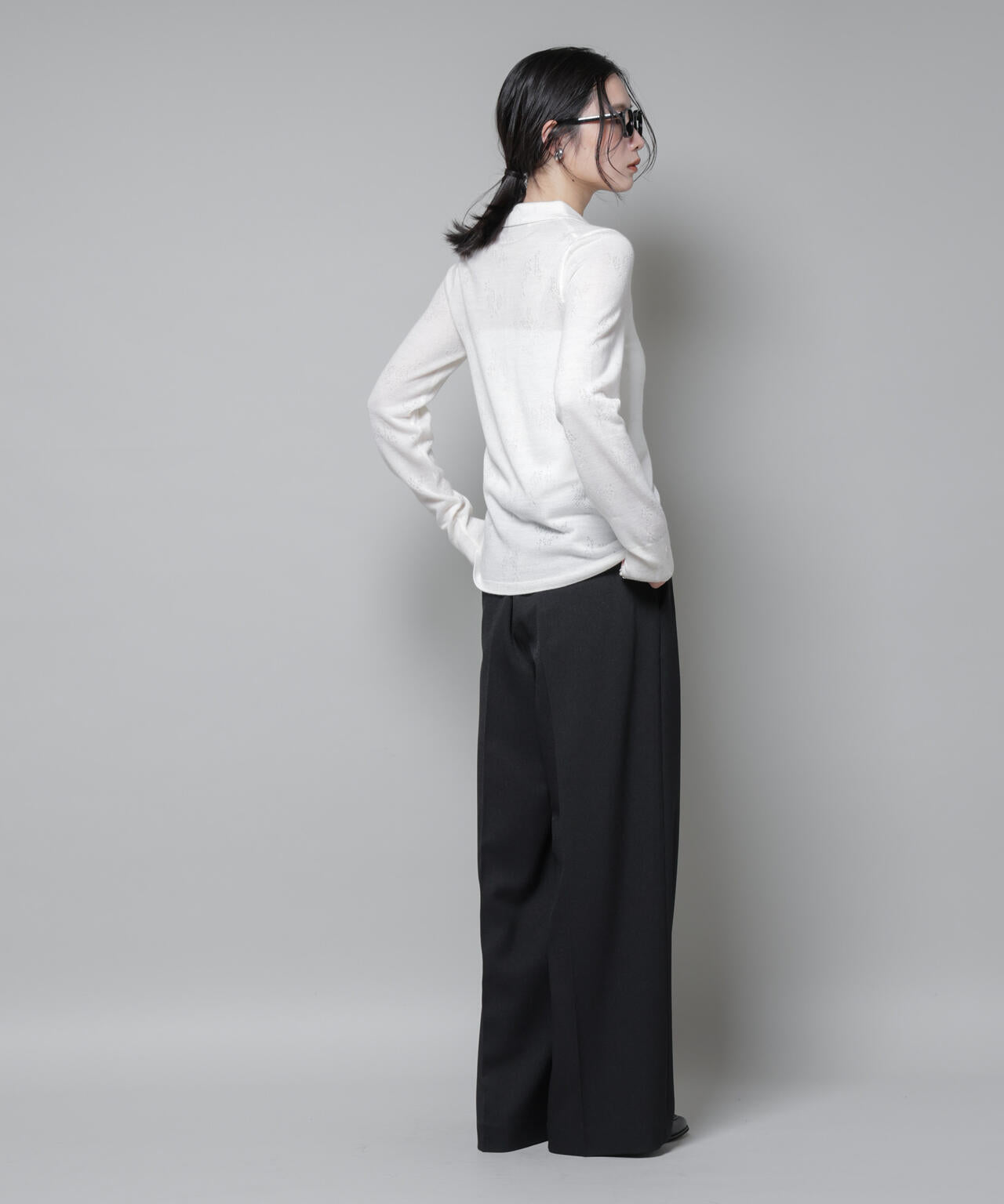 ストレッチサージピンタックイージーワイドパンツ(セットアップ可) 6695227320