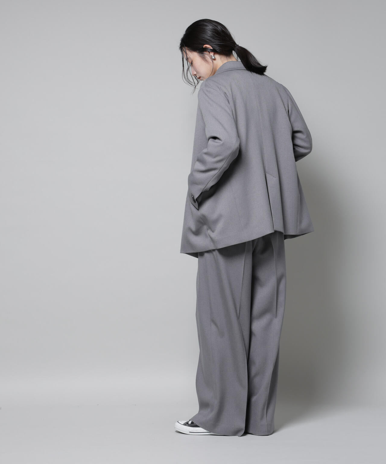 ストレッチサージピンタックイージーワイドパンツ(セットアップ可) 6695227320