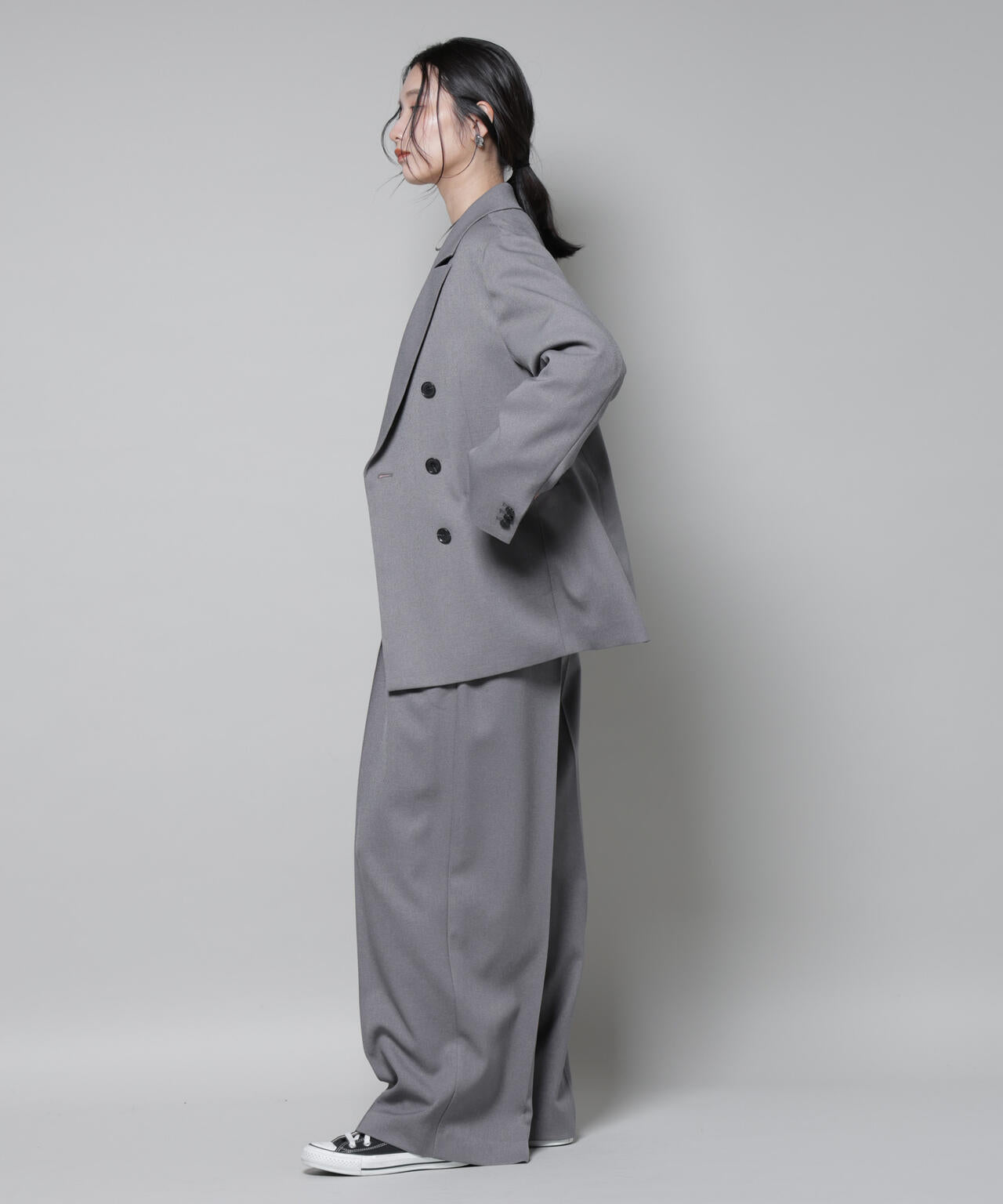 ストレッチサージピンタックイージーワイドパンツ(セットアップ可) 6695227320