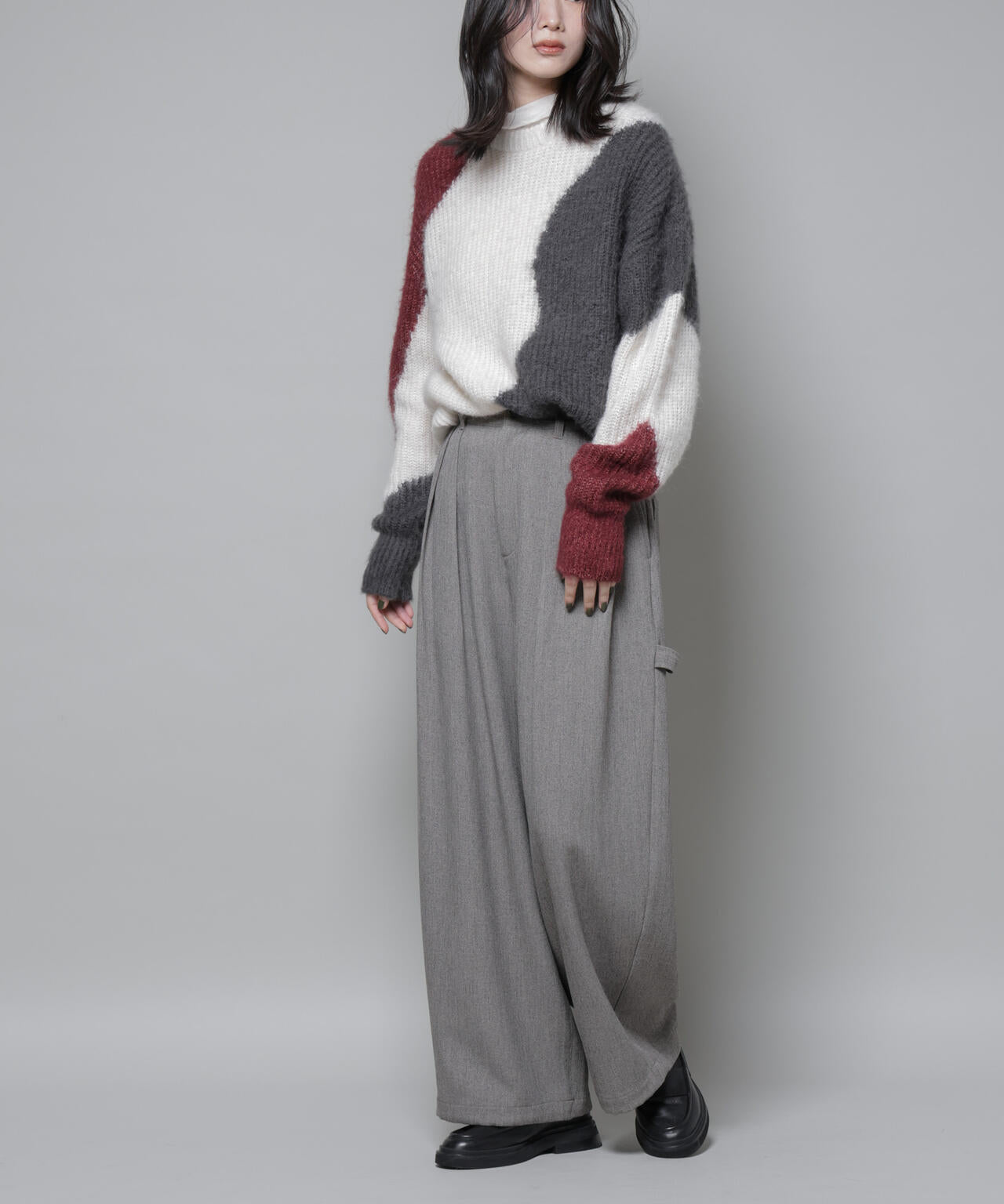 ヘリンボンツイードペインタードロストパンツ 6695227321