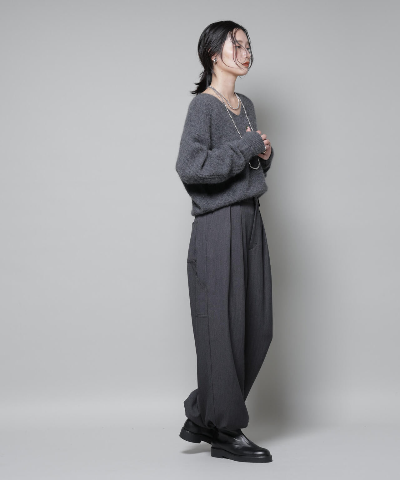 ヘリンボンツイードペインタードロストパンツ 6695227321