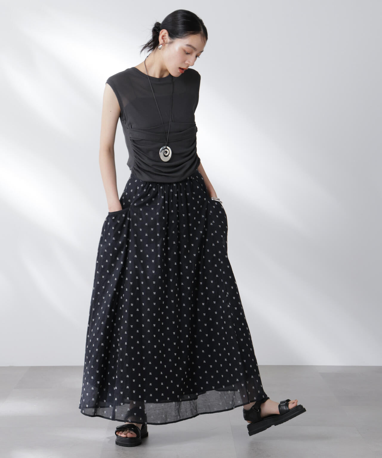 made in india コットンフロッキーフラワースカート 6695230300