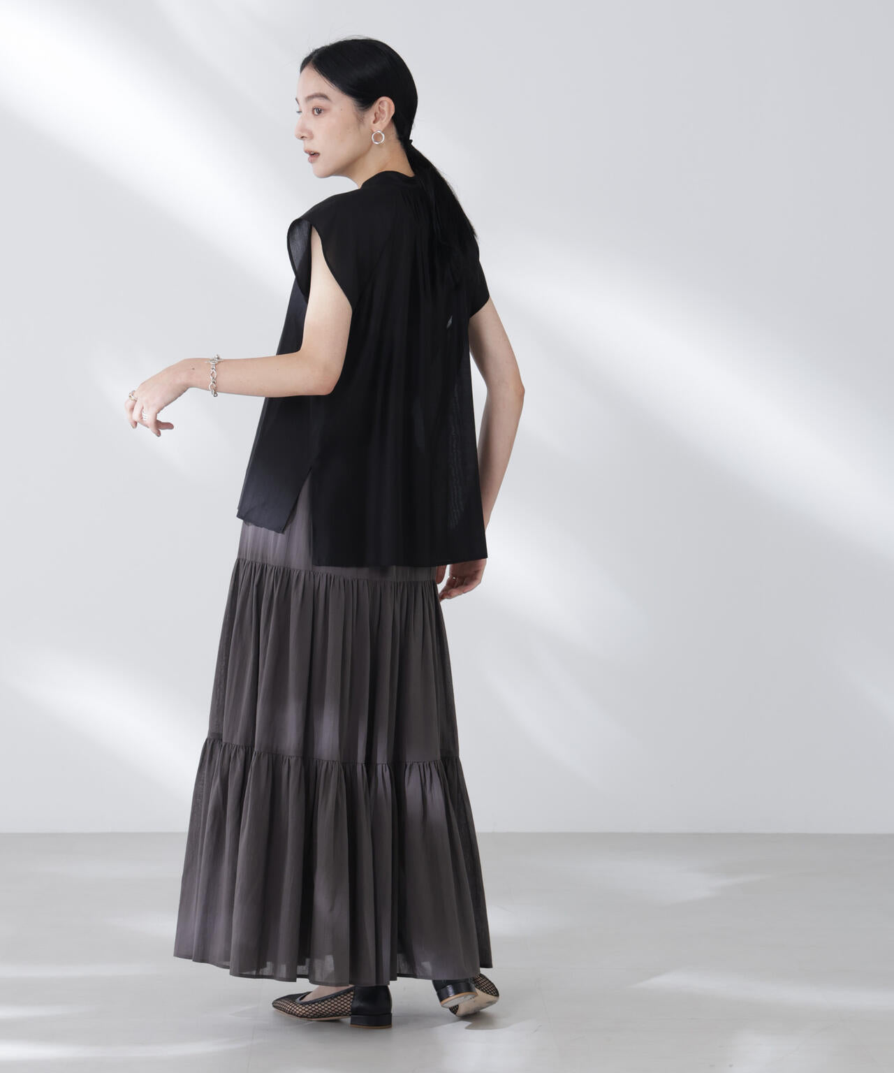 コットンシフォンティアードスカート 6695230302