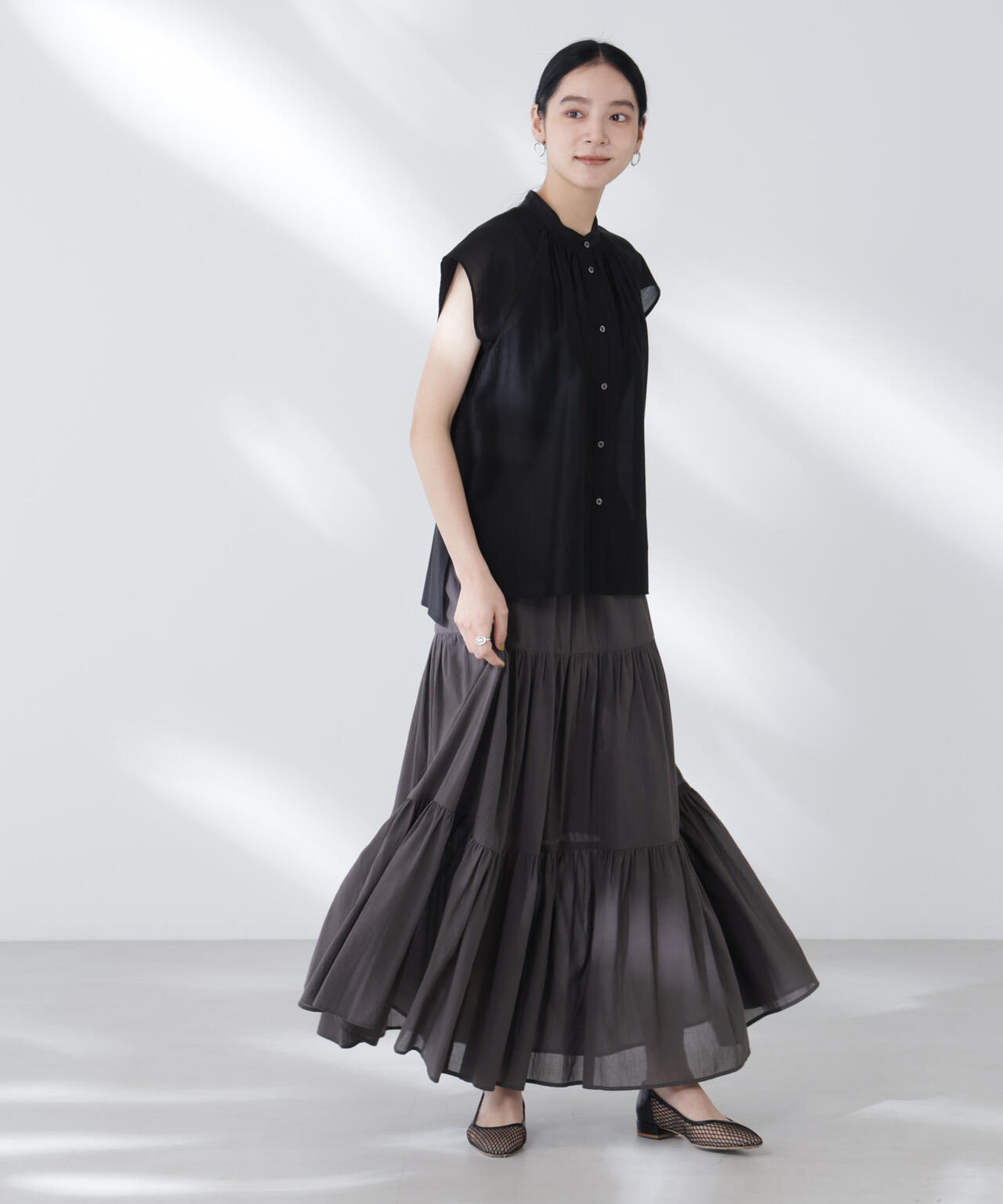 コットンシフォンティアードスカート 6695230302