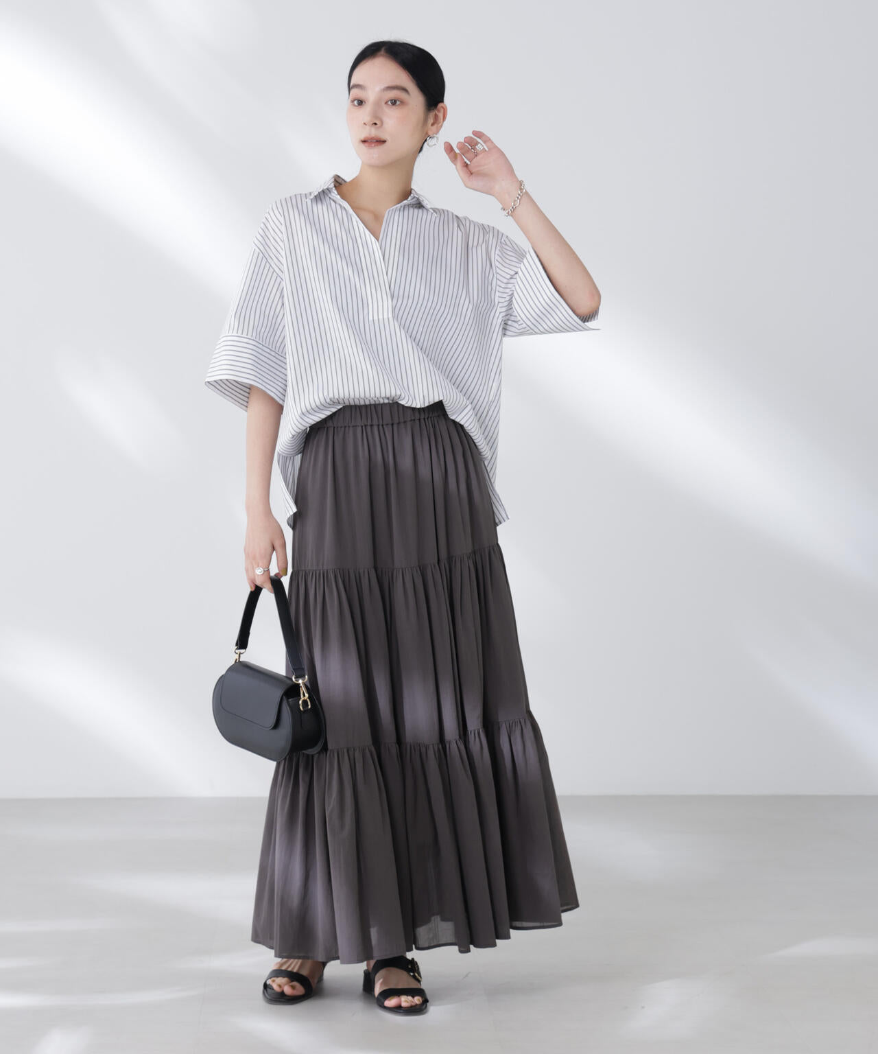 コットンシフォンティアードスカート 6695230302